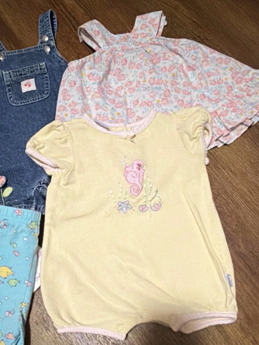 Vintage/Y2K Mixed Baby Girls Summer Outfit Bundle - Pastel Yellow, Denim, Floral - Picture 3 of 3